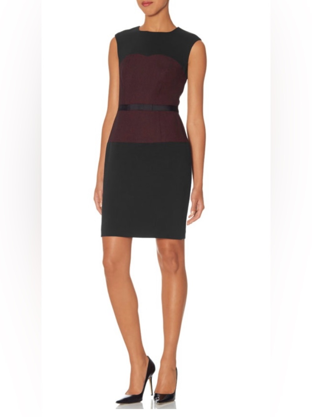 The Limited Black and Wine Colorblock Pencil Skirt